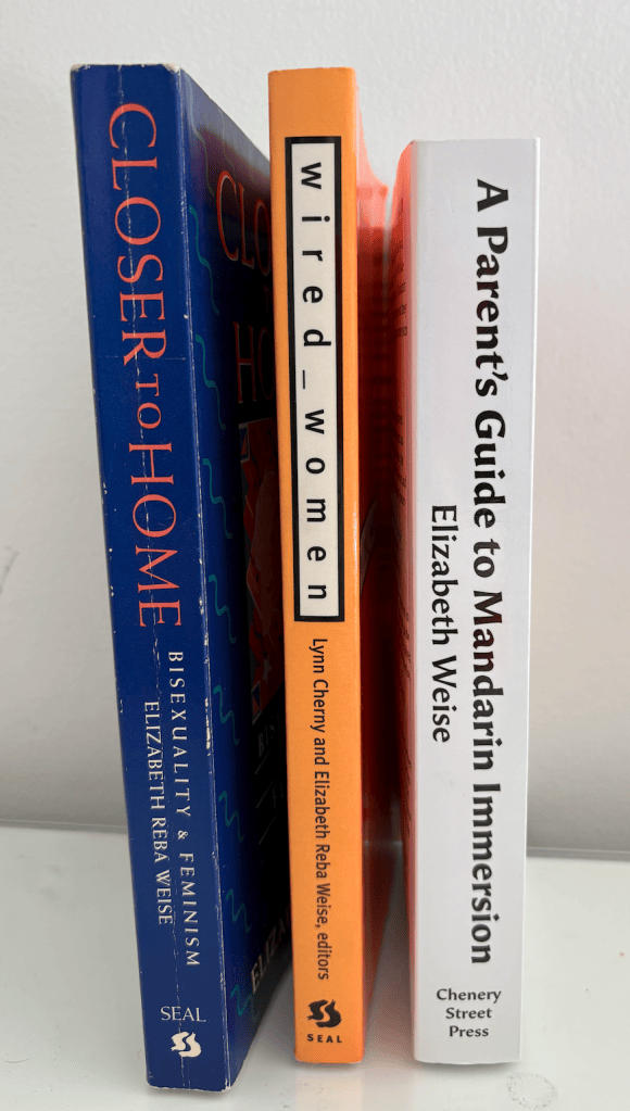 Photo of three books by Elizabeth Weise